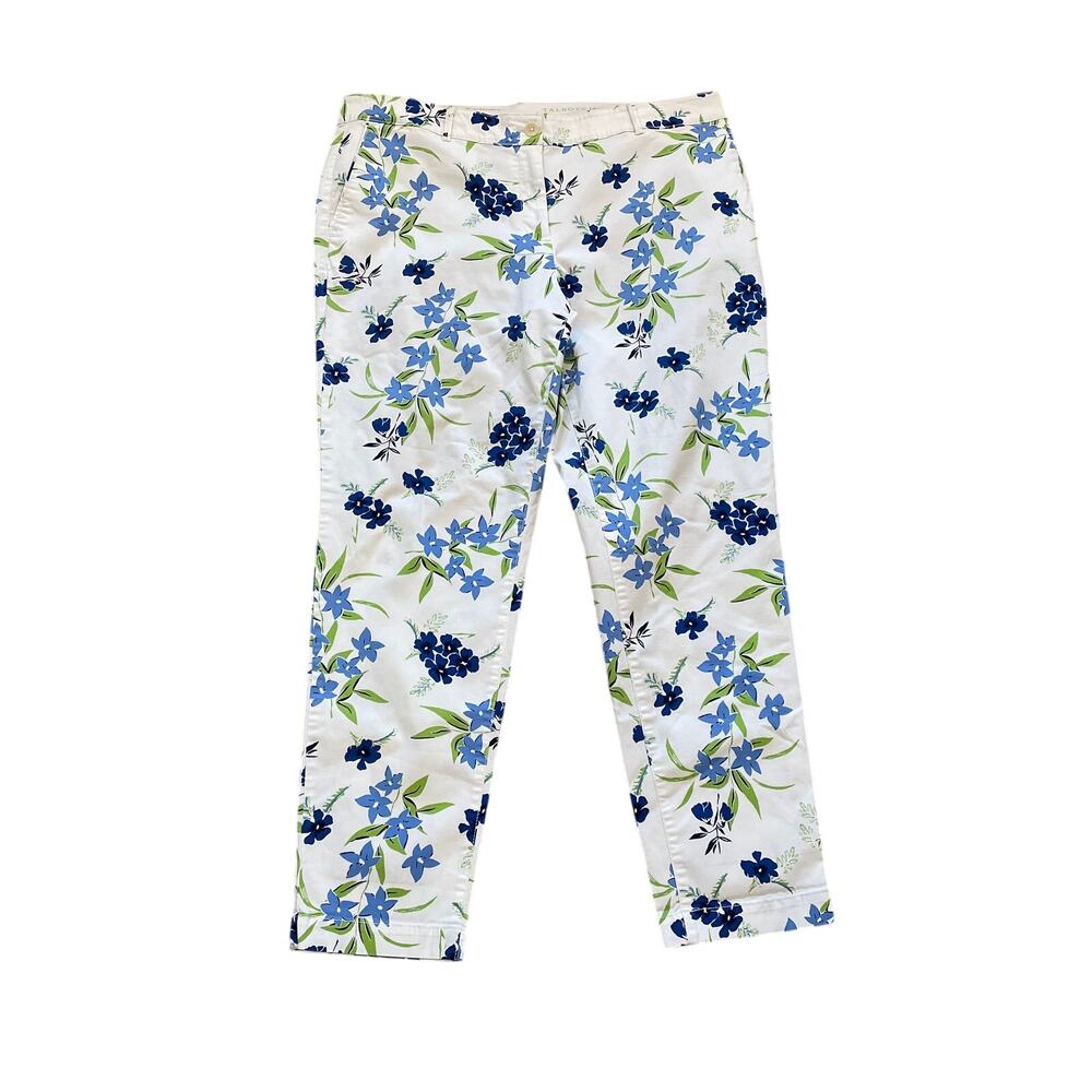 Talbots The Weekend Chino in Blue Floral Print, Casual, Resort, Size 14